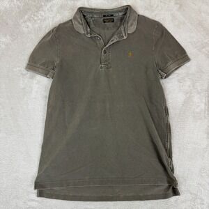 AllSaints Spitalfields Polo Shirt Womens Large‎ Gray Preowned Pique Short Sleeve